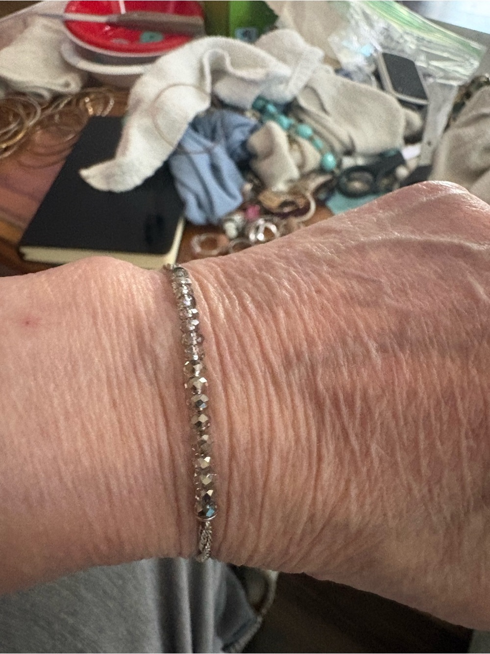 Stella & Dot Faceted Silver Beaded Bracelet